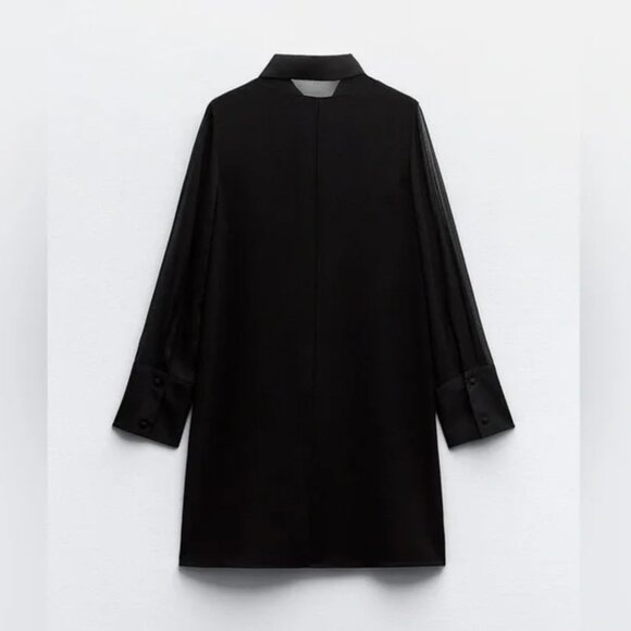 ZARA MIXED SEMI-SHEER MINI DRESS Size M NWT - Picture 6 of 10